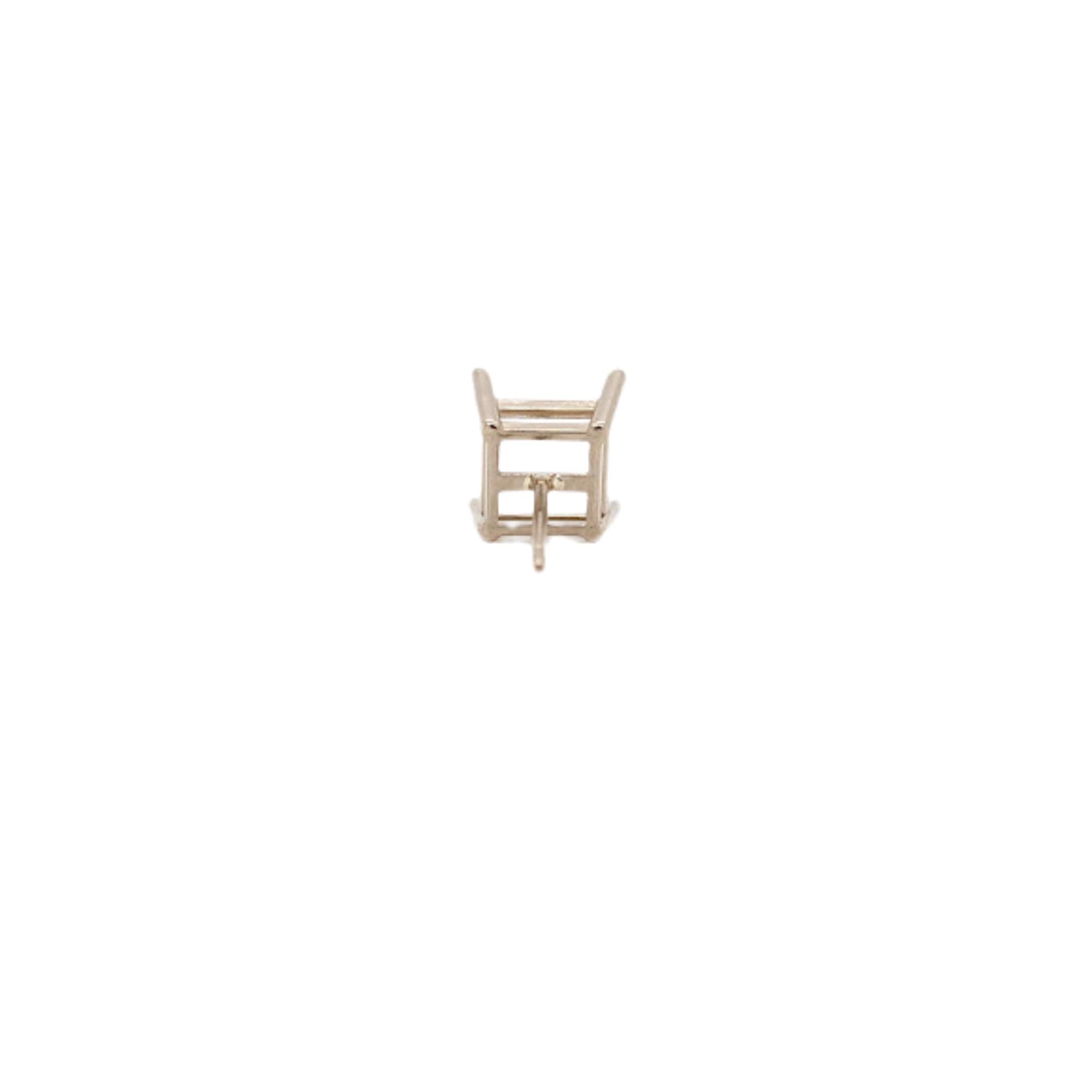 Square Cushion Princess Cut Earring Studs, Findings, Baskets, Prongs in 14K Solid Gold | 4mm 5mm 6mm 7mm 8mm 9mm | Solitaire Studs | America