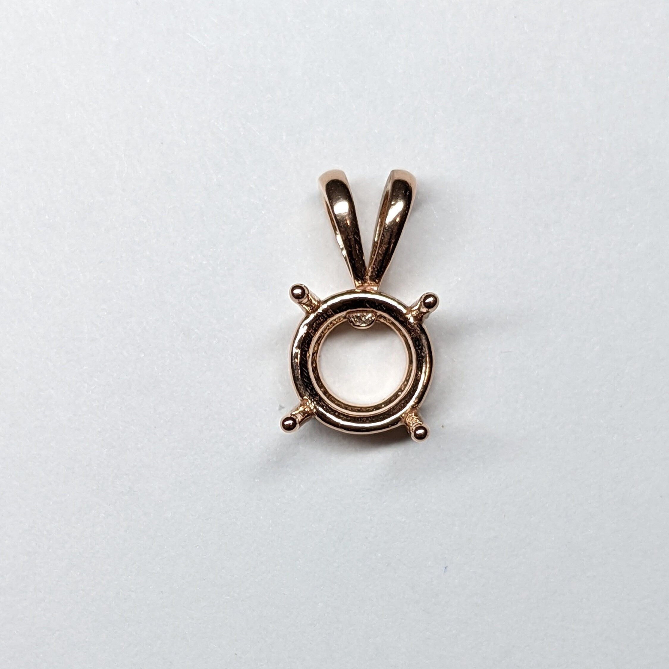 Minimalist 14K Solid Gold Round Pendant Setting, Finding, Basket | Solitaire Necklace 3.5mm 4mm 5mm 6mm 6.5mm 7mm 8mm 9mm | Made in America