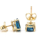 London Blue Topaz Oval Shape in 14K Solid White, Rose, and Yellow Gold/ Dainty and Minimalist Studs / 7x5 to 10x8mm/ 1cts to 6cts LBT Studs