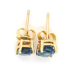 London Blue Topaz Oval Shape in 14K Solid White, Rose, and Yellow Gold/ Dainty and Minimalist Studs / 7x5 to 10x8mm/ 1cts to 6cts LBT Studs