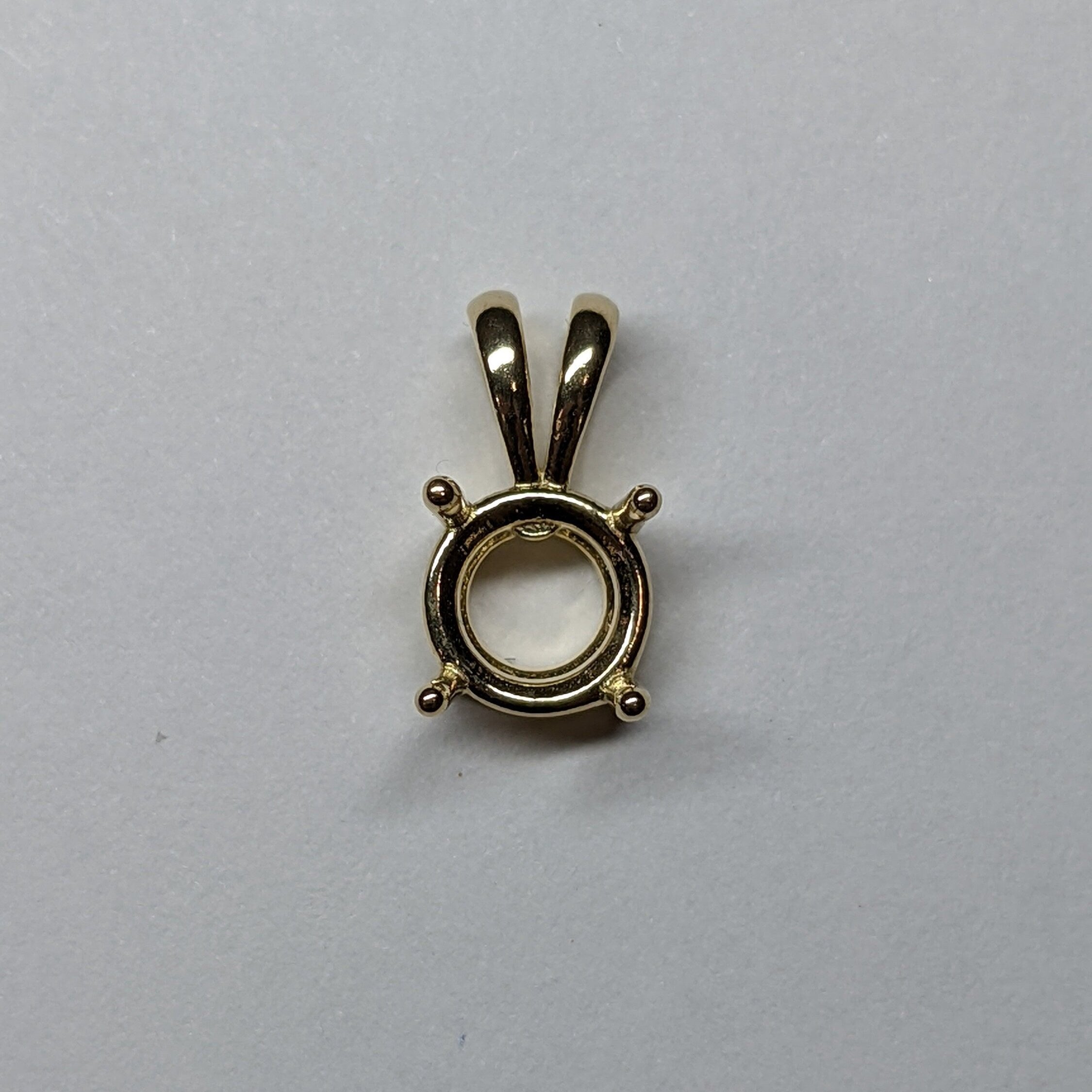 Minimalist 14K Solid Gold Round Pendant Setting, Finding, Basket | Solitaire Necklace 3.5mm 4mm 5mm 6mm 6.5mm 7mm 8mm 9mm | Made in America