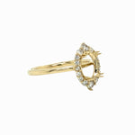 Vintage Inspired Ring Semi Mount in Solid 14K Yellow Gold | Natural Earth Mined Diamond Halo | Oval 8.5x6.5mm | Engagement Ring | Custom