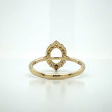 Vintage Inspired Ring Semi Mount in Solid 14K Yellow Gold | Natural Earth Mined Diamond Halo | Oval 8.5x6.5mm | Engagement Ring | Custom