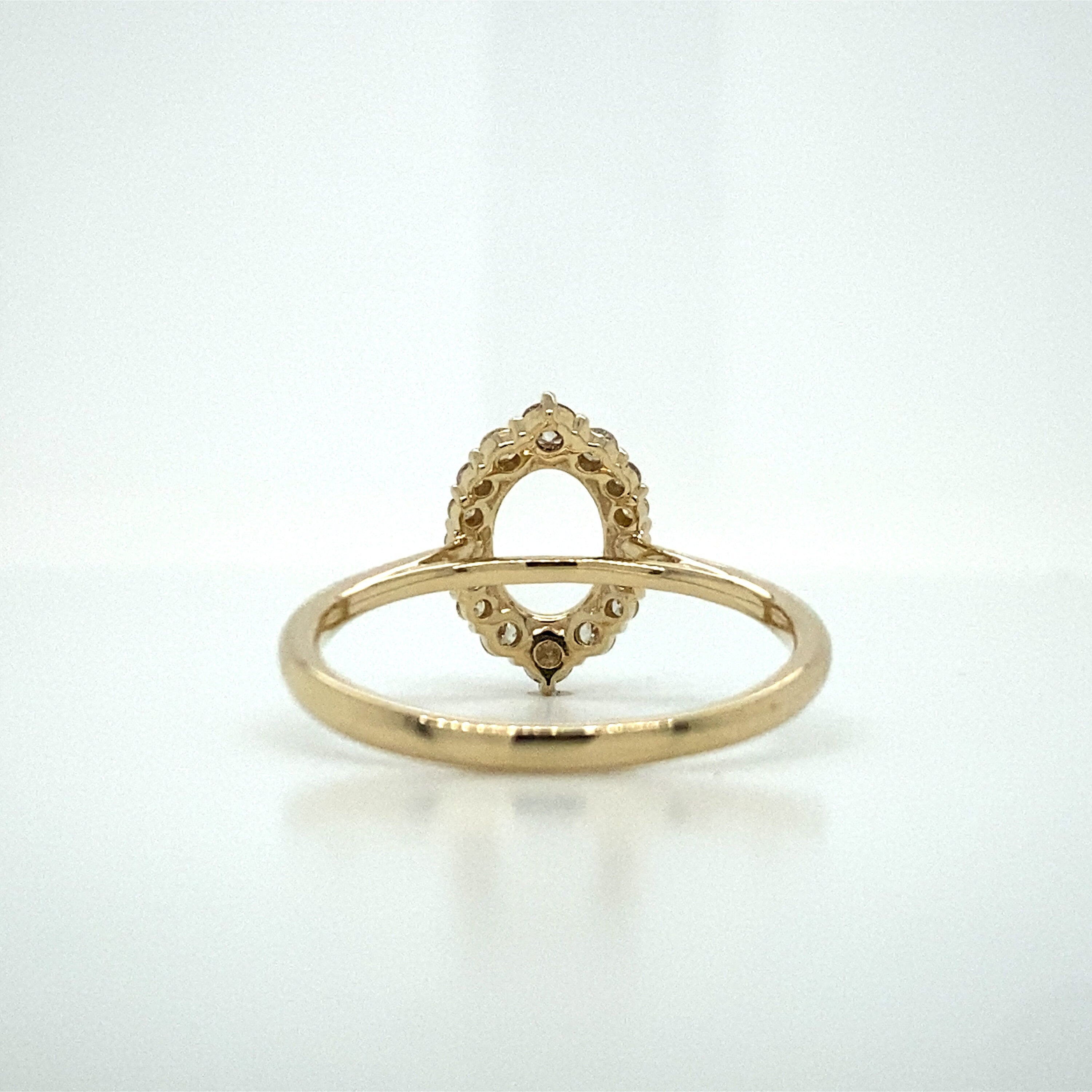 Vintage Inspired Ring Semi Mount in Solid 14K Yellow Gold | Natural Earth Mined Diamond Halo | Oval 8.5x6.5mm | Engagement Ring | Custom