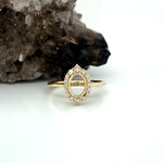 Vintage Inspired Ring Semi Mount in Solid 14K Yellow Gold | Natural Earth Mined Diamond Halo | Oval 8.5x6.5mm | Engagement Ring | Custom