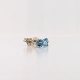 Stunning Aquamarine Studs in 14k Solid Gold w Martini Setting | Round 4mm 5mm 6mm | Solitaire Earrings | March Birthstone I Push Backing