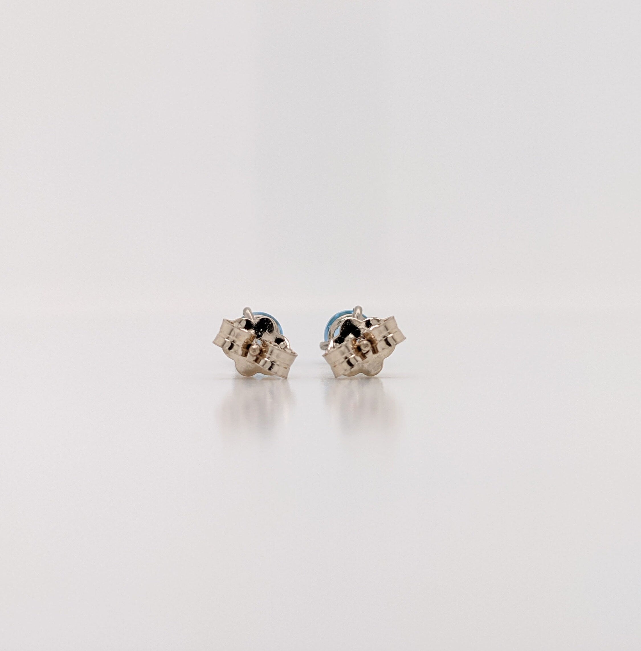 Stunning Aquamarine Studs in 14k Solid Gold w Martini Setting | Round 4mm 5mm 6mm | Solitaire Earrings | March Birthstone I Push Backing