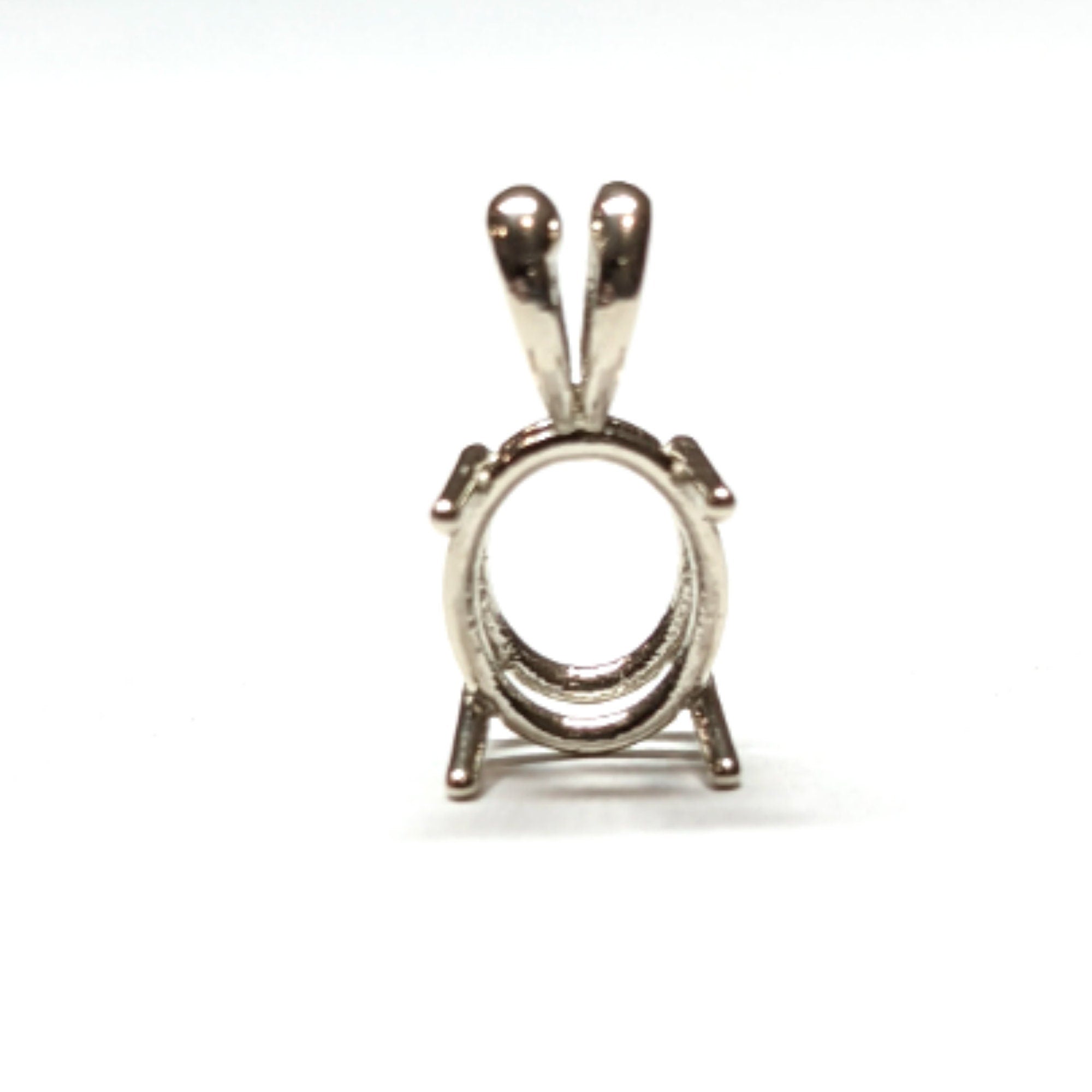 Oval Pendant Setting in 14k solid gold | Mounting, Charm, Slide | 6x4 7x5 8x6 9x7 10x8 | With bail | Solitaire Findings | 4 Prongs