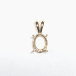 Oval Pendant Setting in 14k solid gold | Mounting, Charm, Slide | 6x4 7x5 8x6 9x7 10x8 | With bail | Solitaire Findings | 4 Prongs