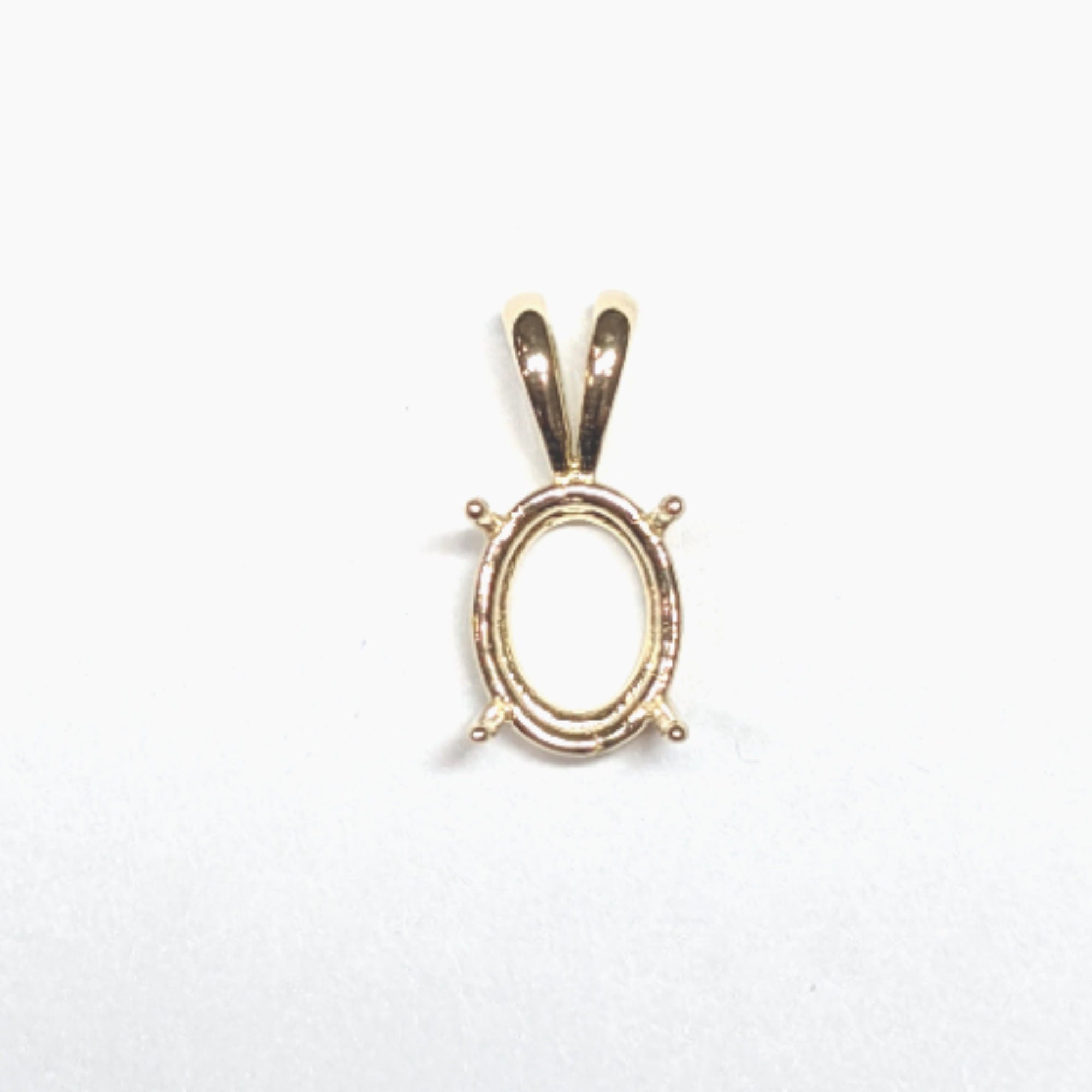 Oval Pendant Setting in 14k solid gold | Mounting, Charm, Slide | 6x4 7x5 8x6 9x7 10x8 | With bail | Solitaire Findings | 4 Prongs