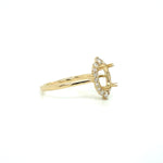 Vintage Inspired Ring Semi Mount in Solid 14K Yellow Gold | Natural Earth Mined Diamond Halo | Oval 8.5x6.5mm | Engagement Ring | Custom