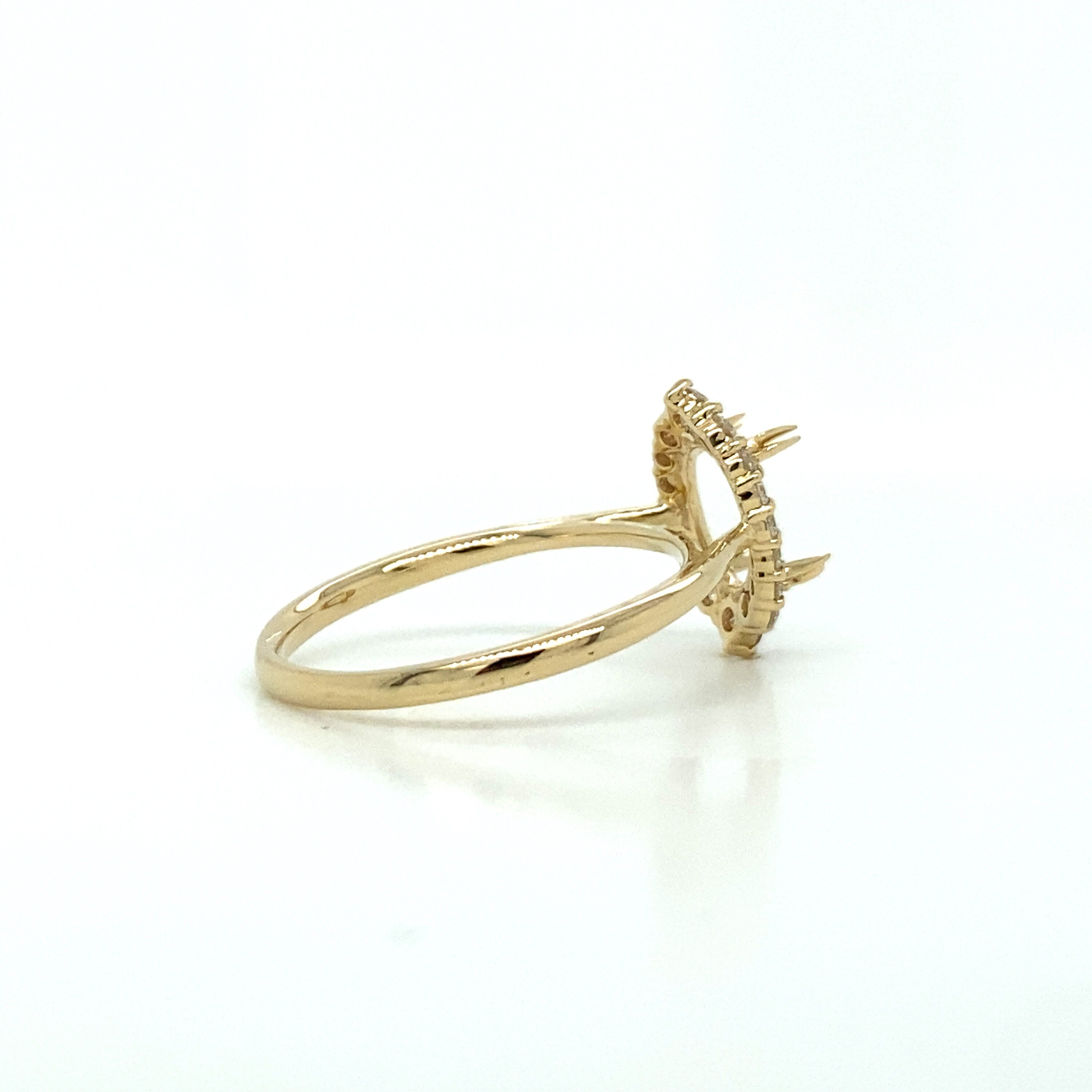 Vintage Inspired Ring Semi Mount in Solid 14K Yellow Gold | Natural Earth Mined Diamond Halo | Oval 8.5x6.5mm | Engagement Ring | Custom