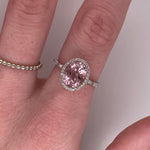 Engagement Ring Setting in 14K Solid White, Yellow, or Rose Gold with Diamond Halo & Baguette Diamonds || Oval 10x8mm || Customizable
