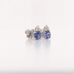Tanzanite and Diamond Earring Studs in Solid 14K White Gold | Round 4mm | December Birthstone | Ready to Ship!