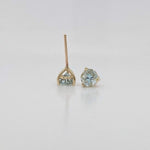 Stunning Aquamarine Studs in 14k Solid Gold w Martini Setting | Round 4mm 5mm 6mm | Solitaire Earrings | March Birthstone I Push Backing