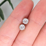 Cambodian White Zircon Studs in Solid 14k Yellow, White or Rose Gold | Round 5mm | Affordable Diamond Alternative | Diamond Substitute