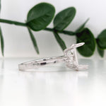 Minimalist Ring Semi Mount w Natural Diamond Accents in 14K Solid Gold | Oval Shape | Elegant | Daily Wear | 3 Stone Ring | Customizable