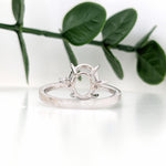 Minimalist Ring Semi Mount w Natural Diamond Accents in 14K Solid Gold | Oval Shape | Elegant | Daily Wear | 3 Stone Ring | Customizable