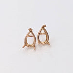 Pear Shape Tear Drop Earring Settings for Studs in Solid 14k Gold Mounting | 6x4mm 7x5mm 8x6mm | Screw backs Push Backs | Findings | 3 Prong