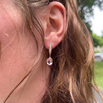 Dangle & Drop Earrings-Unique Dangle Morganite Earrings with All Natural Diamond Accents in Solid 14k Rose Gold | Milgrain Detail | Oval 9x7mm | Pink Morganite - NNJGemstones
