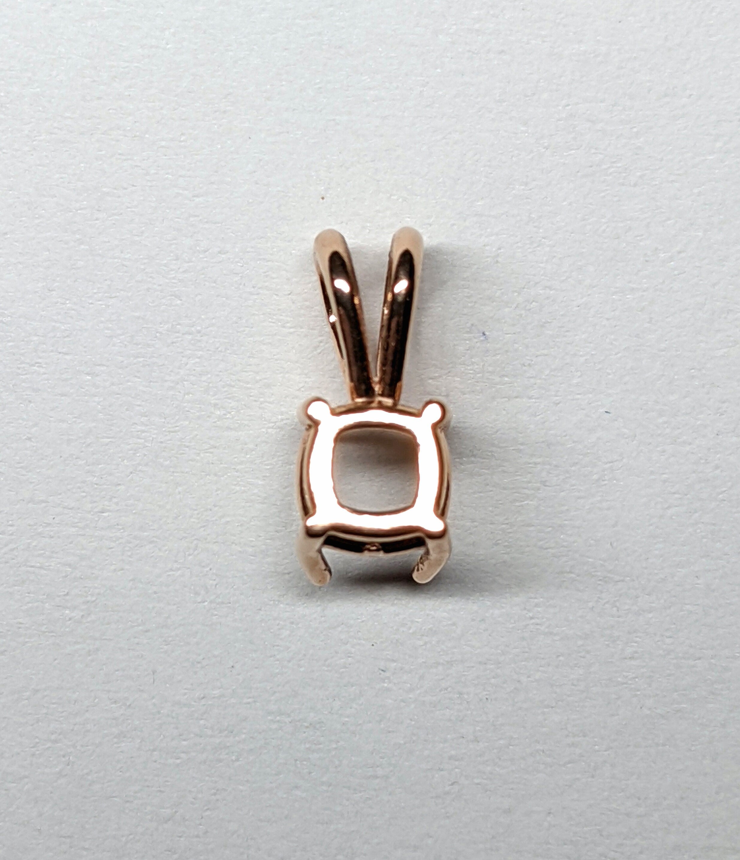 14K Gold Cushion Shape Pendant Setting, Finding, Basket, Prongs | Square 4mm 5mm 6mm 7mm 8mm 9mm 10mm | Solitaire Necklace | Made In America