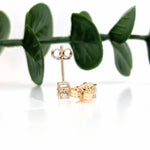 Natural and Earth Mined White Diamond Solitaire Studs in Solid 14K White, Yellow or Rose Gold | Round | 5mm 4mm 3mm | April Birthstone
