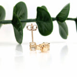 Natural and Earth Mined White Diamond Solitaire Studs in Solid 14K White, Yellow or Rose Gold | Round | 5mm 4mm 3mm | April Birthstone