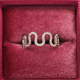 Statement Freeform Pave Diamond Band in Solid 14K Gold | Statement Band | Squiggle Ring | Sinewave Curve | Thumb Ring | Cigar Ring | Sizable