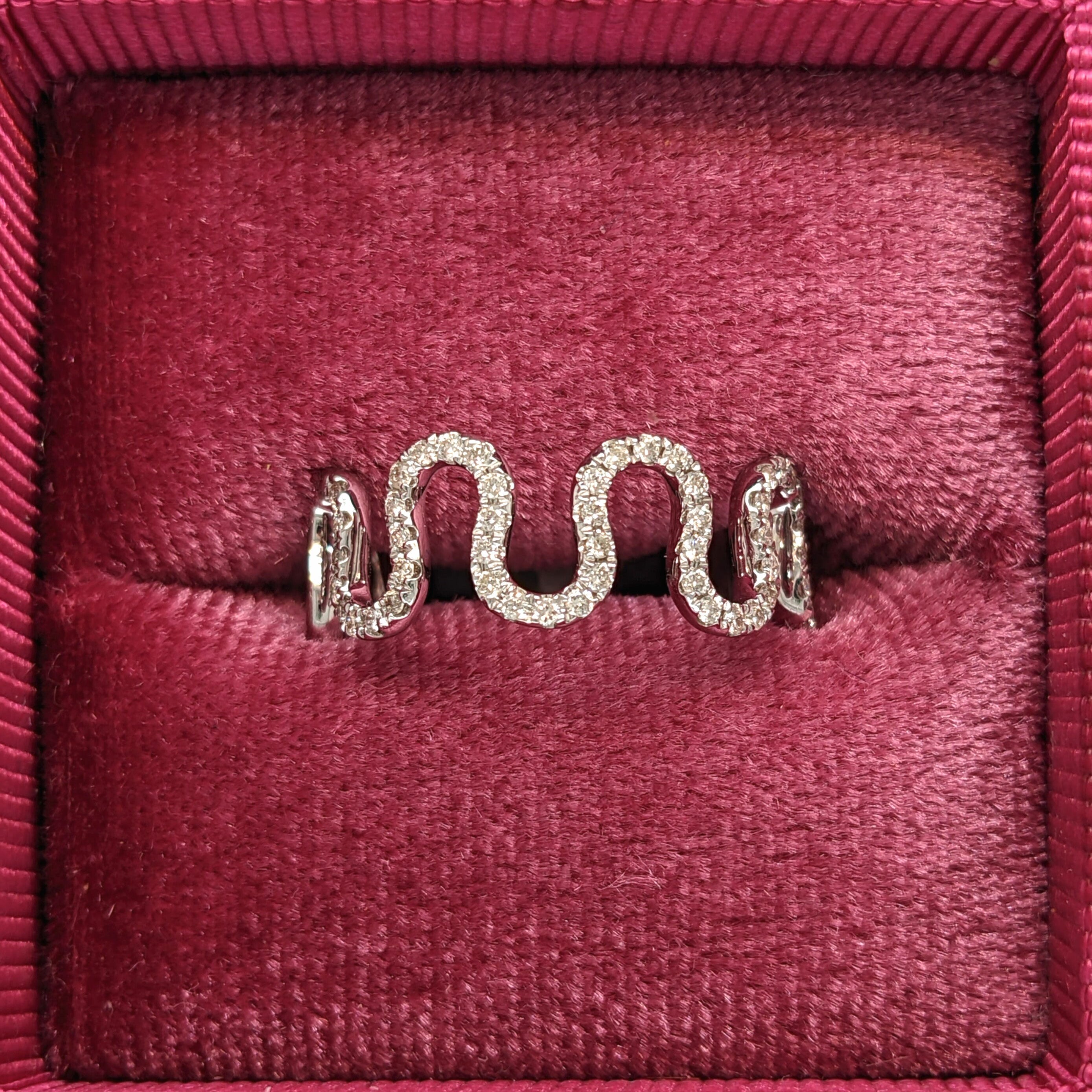 Statement Freeform Pave Diamond Band in Solid 14K Gold | Statement Band | Squiggle Ring | Sinewave Curve | Thumb Ring | Cigar Ring | Sizable