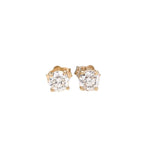 Natural and Earth Mined White Diamond Solitaire Studs in Solid 14K White, Yellow or Rose Gold | Round | 5mm 4mm 3mm | April Birthstone