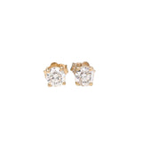 Natural and Earth Mined White Diamond Solitaire Studs in Solid 14K White, Yellow or Rose Gold | Round | 5mm 4mm 3mm | April Birthstone