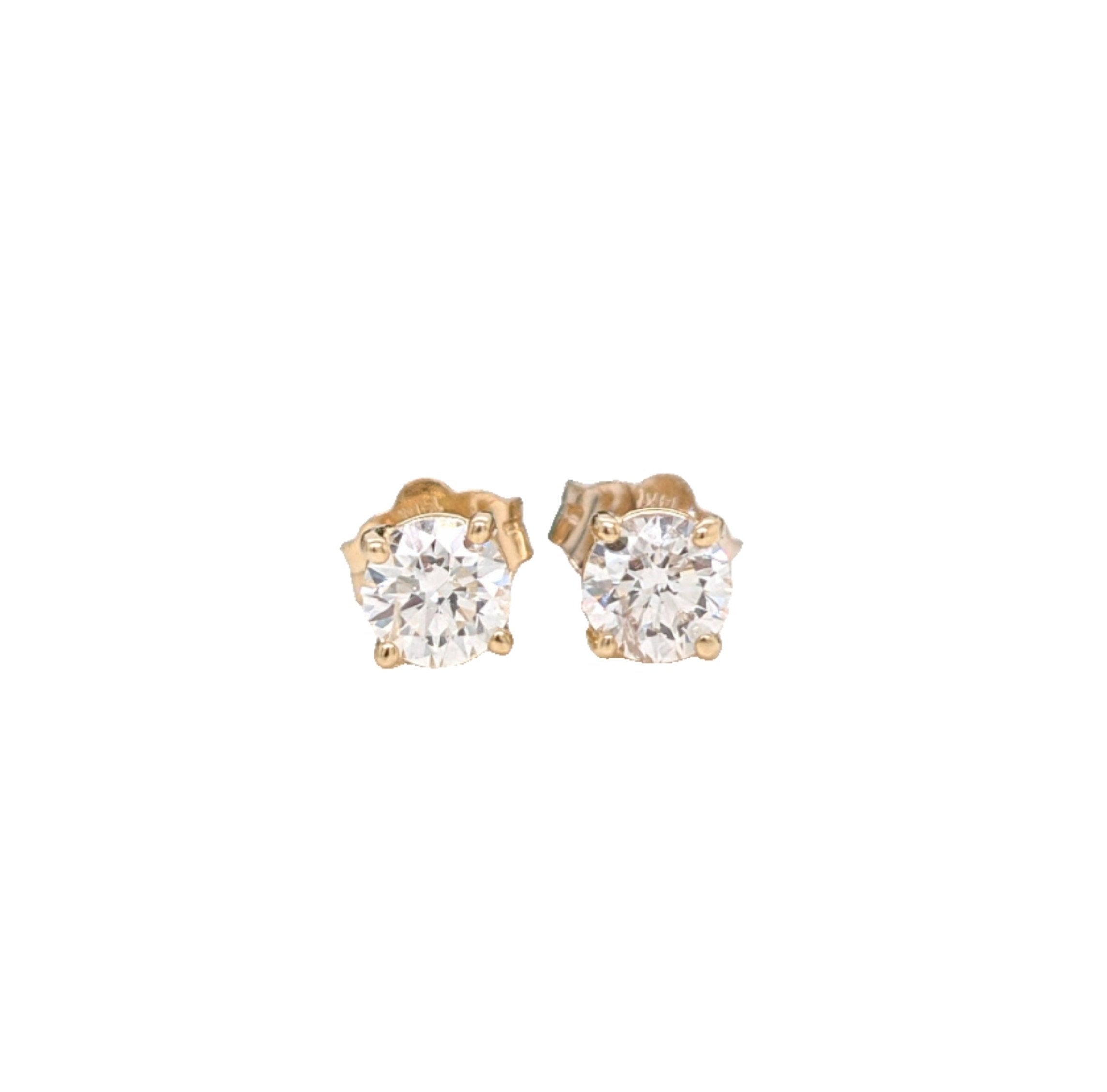 Natural and Earth Mined White Diamond Solitaire Studs in Solid 14K White, Yellow or Rose Gold | Round | 5mm 4mm 3mm | April Birthstone