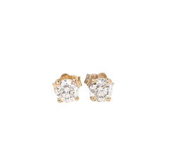 Natural and Earth Mined White Diamond Solitaire Studs in Solid 14K White, Yellow or Rose Gold | Round | 5mm 4mm 3mm | April Birthstone