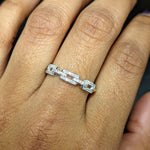 Interlocking Paperclip Chain Link Diamond Band in 14K Gold | Stackable Band | Braided Twist Rope Ring | Wedding Band | Daily Wear | Sizable