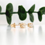 Natural and Earth Mined White Diamond Solitaire Studs in Solid 14K White, Yellow or Rose Gold | Round | 5mm 4mm 3mm | April Birthstone