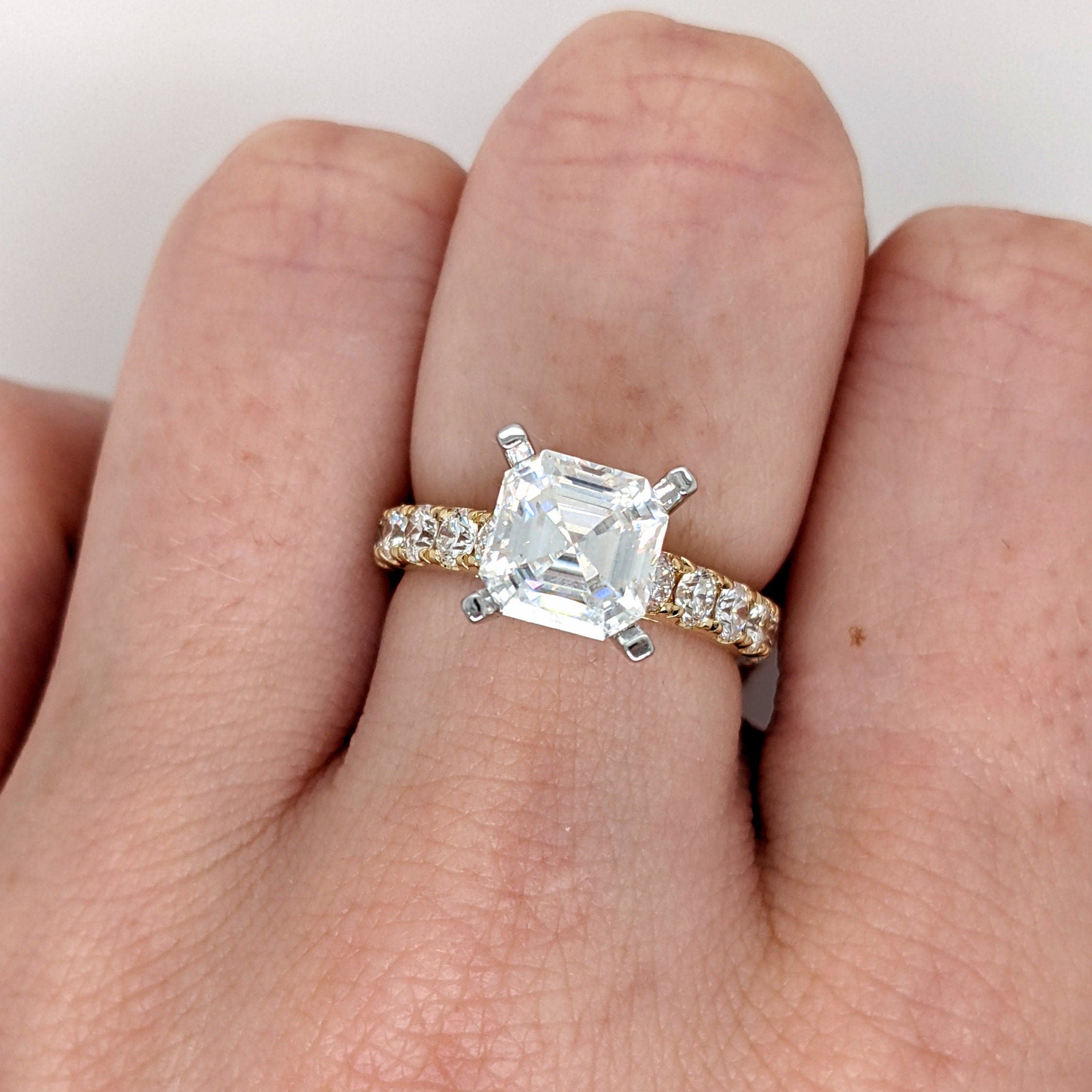 Classic Solitaire Engagement Ring Semi Mount in 14k Gold w 1ct Diamonds | Wide Band Wedding Setting | Stackable Straight Band | Custom Ring