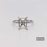 Emerald Cut or Radiant Cut Solitaire Ring Setting in Solid 14k Gold | 6x4 7x5 8x6 9x7 10x8 11x9 12x10 13x11 14x10 16x12 18x13 20x15 | Custom