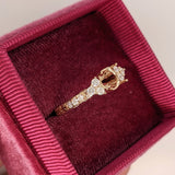 Vintage Inspired Diamond Ring Semi Mount in Solid 14K Gold | Round 6mm + | Textured Shank | Art Deco | Wide Band | Detailed | Customizable