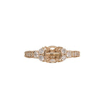 Vintage Inspired Diamond Ring Semi Mount in Solid 14K Gold | Round 6mm + | Textured Shank | Art Deco | Wide Band | Detailed | Customizable