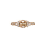 Vintage Inspired Diamond Ring Semi Mount in Solid 14K Gold | Round 6mm + | Textured Shank | Art Deco | Wide Band | Detailed | Customizable