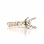 Classic Solitaire Engagement Ring Semi Mount in 14k Gold w 1ct Diamonds | Wide Band Wedding Setting | Stackable Straight Band | Custom Ring