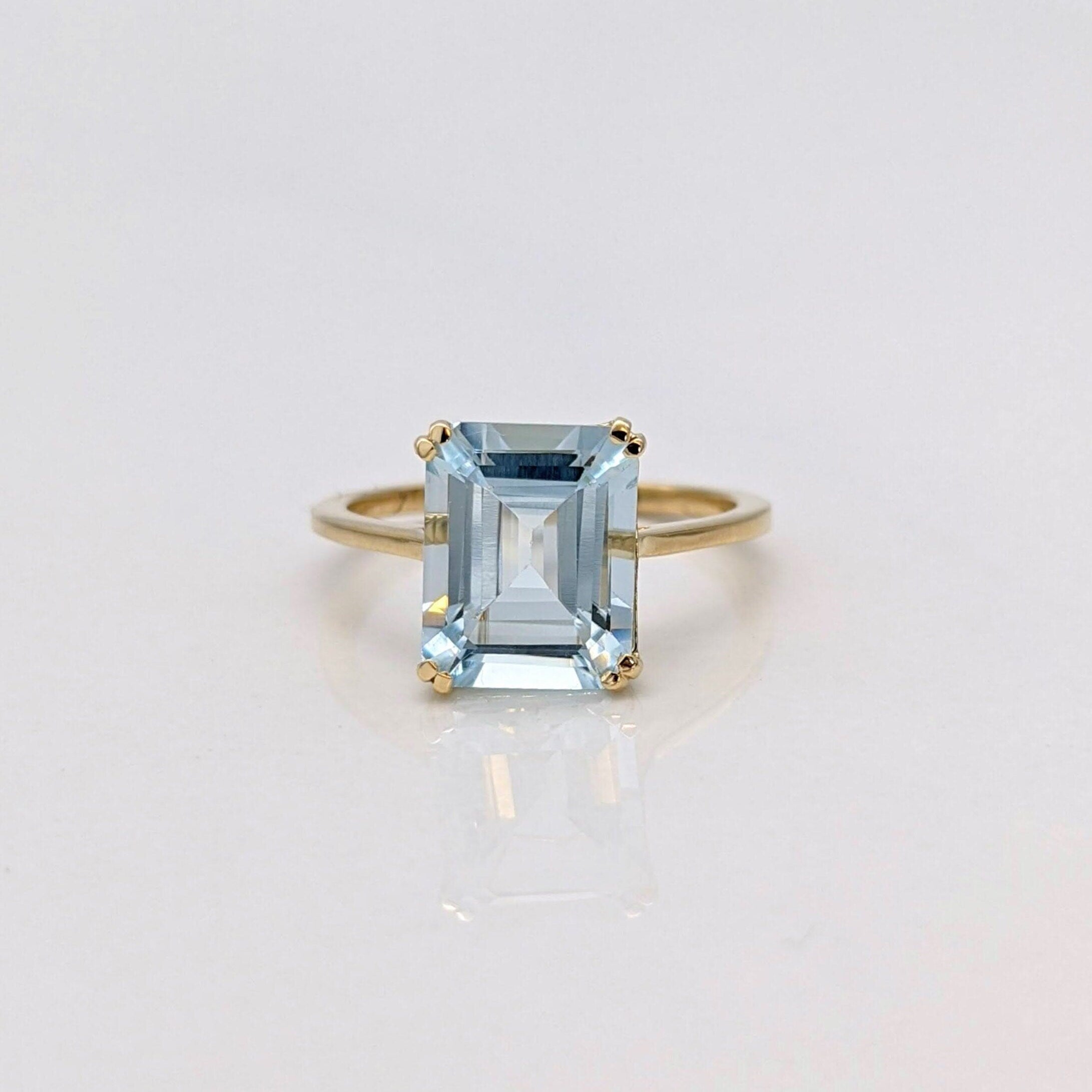 Emerald Cut or Radiant Cut Solitaire Ring Setting in Solid 14k Gold | 6x4 7x5 8x6 9x7 10x8 11x9 12x10 13x11 14x10 16x12 18x13 20x15 | Custom