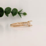 Vintage Inspired Diamond Ring Semi Mount in Solid 14K Gold | Round 6mm + | Textured Shank | Art Deco | Wide Band | Detailed | Customizable