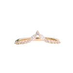V Shape Shadow Band w Natural Diamonds in Solid 14k Gold | Marquise Diamond | Unique Wedding Band | Crown | Tiara Ring | Stackable | Sizable