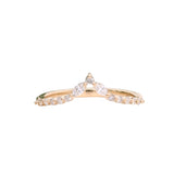 V Shape Shadow Band w Natural Diamonds in Solid 14k Gold | Marquise Diamond | Unique Wedding Band | Crown | Tiara Ring | Stackable | Sizable