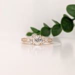 Vintage Inspired Diamond Ring Semi Mount in Solid 14K Gold | Round 6mm + | Textured Shank | Art Deco | Wide Band | Detailed | Customizable