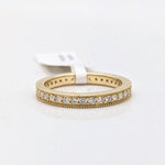 Diamond Eternity Band in Solid 14k Yellow Gold with Milgrain Detailing || Coin Edging || Stackable Band || Wedding Anniversary Engagement
