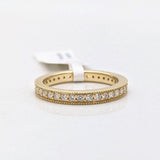 Diamond Eternity Band in Solid 14k Yellow Gold with Milgrain Detailing || Coin Edging || Stackable Band || Wedding Anniversary Engagement