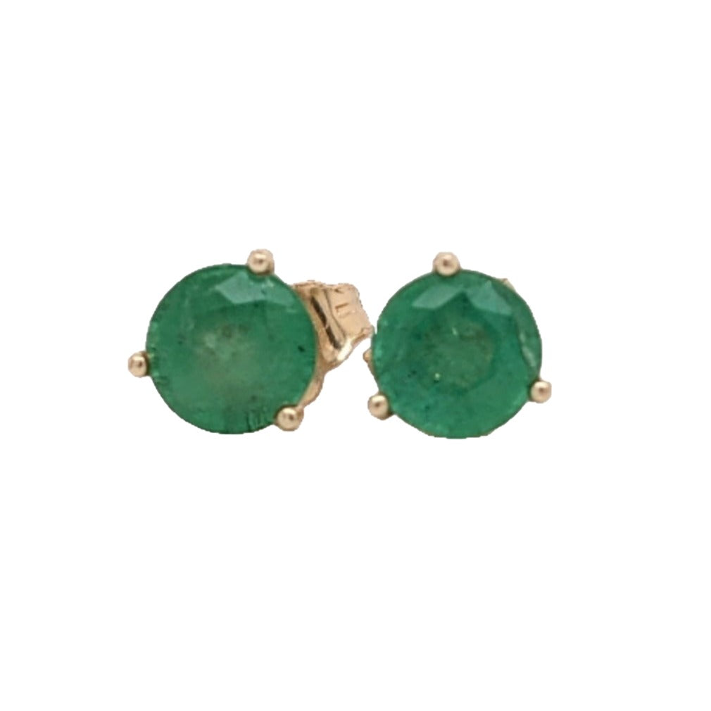 Stunning Emerald Martini Studs in Solid 14k Yellow, White or Rose Gold | Round 4mm, 5mm | May Birthstone | Green Gemstone Earring