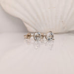 Classy White Topaz Studs in Solid 14K White, Yellow or Rose Gold | Round 5mm 7mm | Martini 3 Prong | Minimalist | Gemstone Earrings